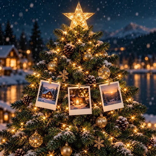 WishTree app icon: a Christmas tree with photo memories